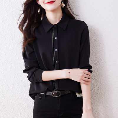 In September, Momo French Fashion's long-sleeved women's shirt is a new style for the autumn collection of 2025, featuring a stylish and loose top that covers the belly