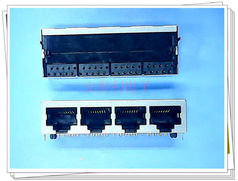 RJ45 socket 8P8C shielded socket four-port RJ45 network socket 1x4 network socket