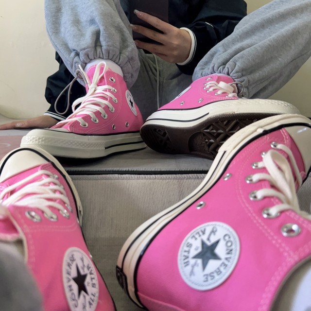 Converse 2024 ໃຫມ່ 1970S Rose Barbie Pink ເກີບ Canvas ສູງແລະຕ່ໍາ A08138CA08184C