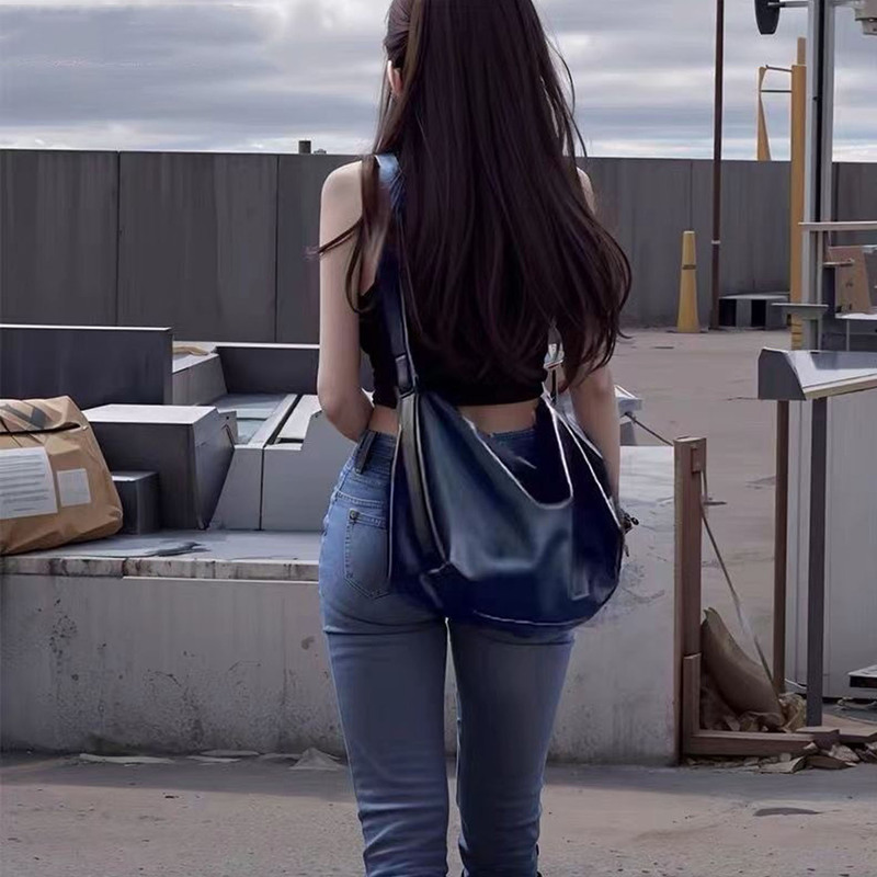 French Gene Mk High-End Genuine Leather Tote Bag for Women, Large Capacity, Fashionable Commuter Crossbody Shoulder Bag