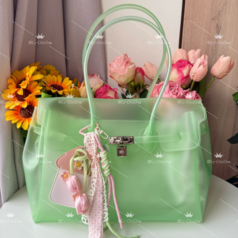 26 New Products Kiikii Same Style Jellybag Jelly Bag Tpu Transparent Green Large Capacity Hand-Held Shoulder Bag