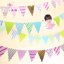 Customized festival supplies birthday flag banner party dress pennant decoration layout bunting room hanging flag