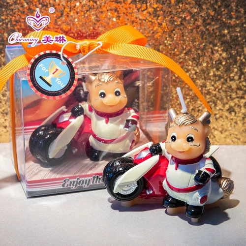 Новинка мотоцикл Зодиаки Животные творческие мультипликационные свечи Детской вечеринка по случаю дня рождения