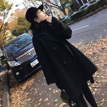Off-season clearance sale 2021 winter double-breasted small double-sided woolen coat Cape woolen coat Black