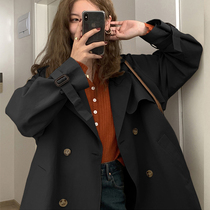 Black windbreaker womens 2021 spring and autumn new style this years popular temperament short small thin coat jacket trend