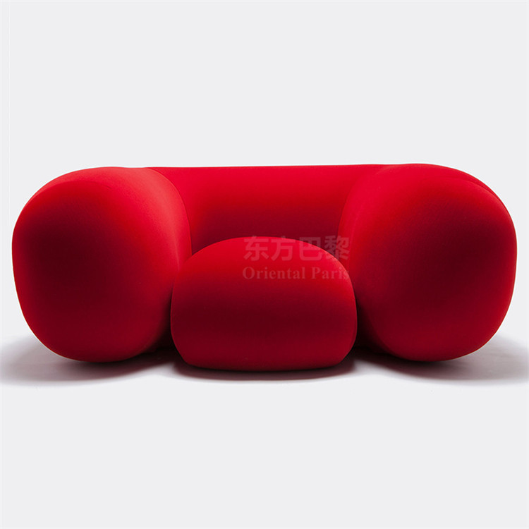 Italian Minimalist Villa Living Room Creative Pufferfish-Shaped U-Shaped Single Red Fabric Sofa Designer Irregular Lazy Chair