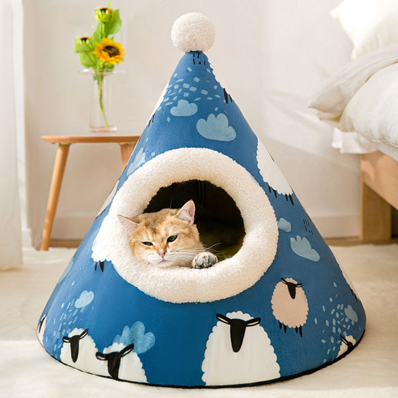 Cat litter winter warm yurt semi-enclosed cute puppy litter four seasons universal cat mat pet supplies