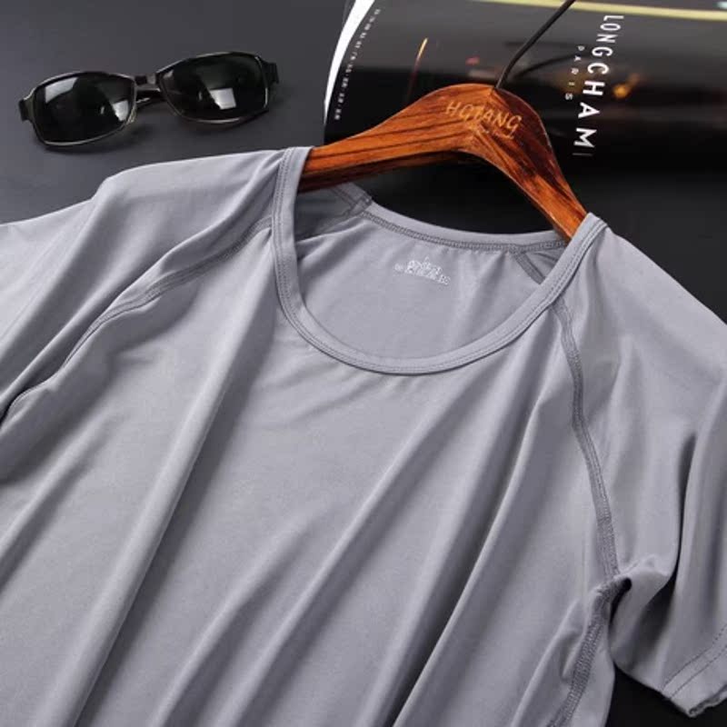 Mens nhanh khô băng t-shirt 2020 mùa hè thể thao rắn màu ngắn tay vòng cổ nửa tay áo top đáy-up nam giới.