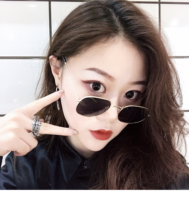 Net đỏ ulzzang Harajuku hip hop hộp nhỏ vòng mặt kính mát vòng khung retro nữ cận thị kính mát thủy triều