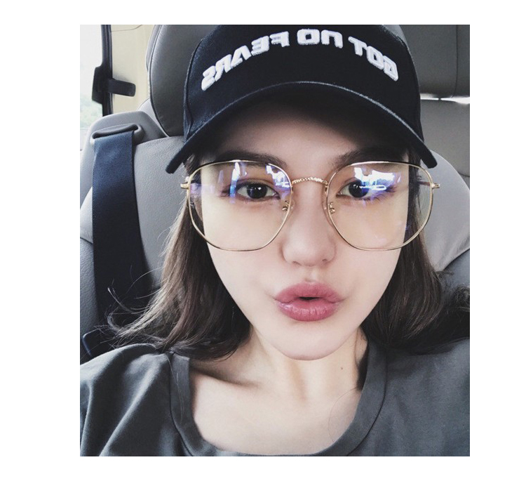 Hồng lưới có hương vị Hồng Kông với gọng kính nữ phiên bản Hàn Quốc của kim loại tròn retro mặt tròn gương phẳng quang học với gọng kính cận thị mắt kính điện biên phủ