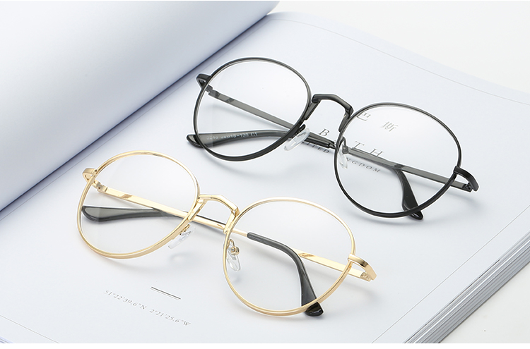 Hàn Quốc kính retro gọng kính nam phiên bản Hàn Quốc của kính tròn gọng kính nữ toàn khung kim loại phẳng gương kính - Kính khung kính chrome hearts