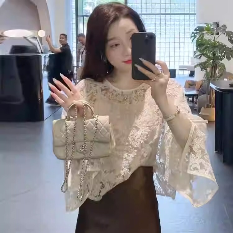 Tweed Style Cut Out Embroidered Lace Shirt, Autumn and Summer 2025 New Style, High-End and Elegant Shirt with Fishtail Skirt Suit