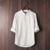 Trung Quốc gió tấm khóa cotton và áo sơ mi vải lanh áo sơ mi retro bảy điểm tay áo sơ mi giản dị áo sơ mi nam Trung Quốc áo khoác Tang