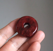 Natural chicken blood jade safety buckle pendant chicken blood ruby ​​safety buckle pendant round small dark red jade buckle neck ornament