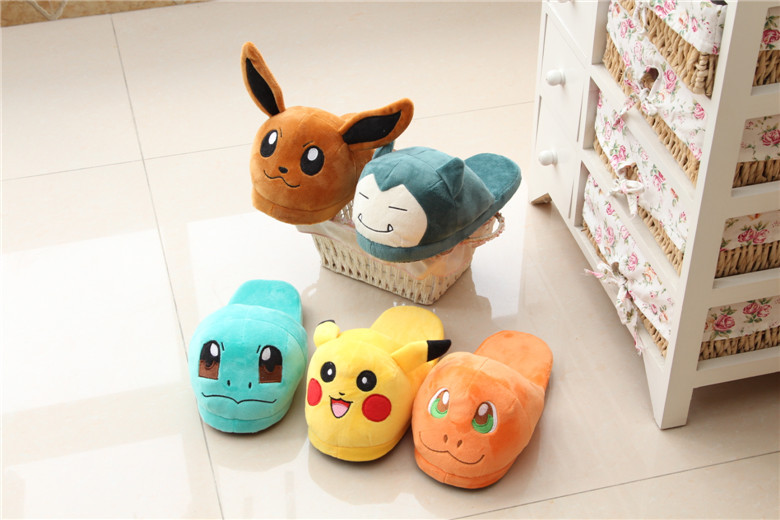 Sáng tạo Pokemon Pokemon Bear Cotton Twisted Kaqiu Dahuang Duck Bao gồm tất cả sang trọng Cặp đôi dép bông dép bitis nữ