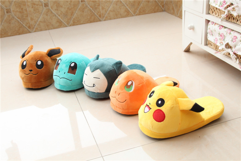 Sáng tạo Pokemon Pokemon Bear Cotton Twisted Kaqiu Dahuang Duck Bao gồm tất cả sang trọng Cặp đôi dép bông dép bitis nữ