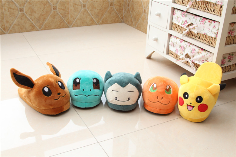 Sáng tạo Pokemon Pokemon Bear Cotton Twisted Kaqiu Dahuang Duck Bao gồm tất cả sang trọng Cặp đôi dép bông dép bitis nữ