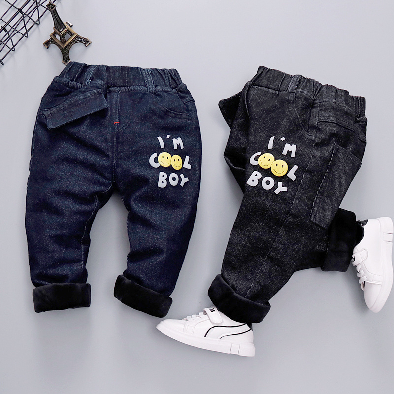 Trẻ em cộng với quần jean nhung 1-2-3 tuổi Quần áo trẻ em quần áo mùa đông quần bé dày ấm 4 bé trai mùa đông quần dài quần áo be trai sành điệu