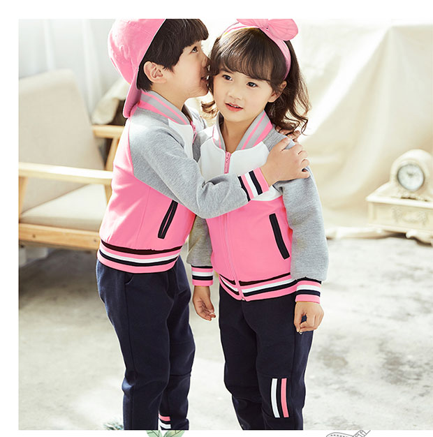Quần áo mẫu giáo cotton nguyên chất mùa xuân và mùa thu đặt đồng phục trường tiểu học quần áo trẻ em nam và nữ thể thao mùa đông tùy chỉnh quần áo trẻ em