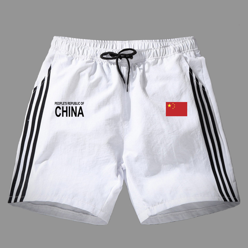 Chinese Team Sports Shorts for Men, Summer Thin Silk Loose-Fitting Running Fitness Casual Five-Point Pants, Quick-Drying Large Shorts