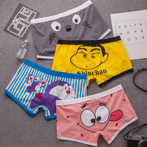 Panty mens boxer shorts Cartoon pure cotton cute animation Young mens sexy tide creative boys four corners shorts head