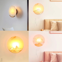 Marble copper wall lamp new Chinese living room TV background wall aisle staircase corridor bedroom room bedside circle