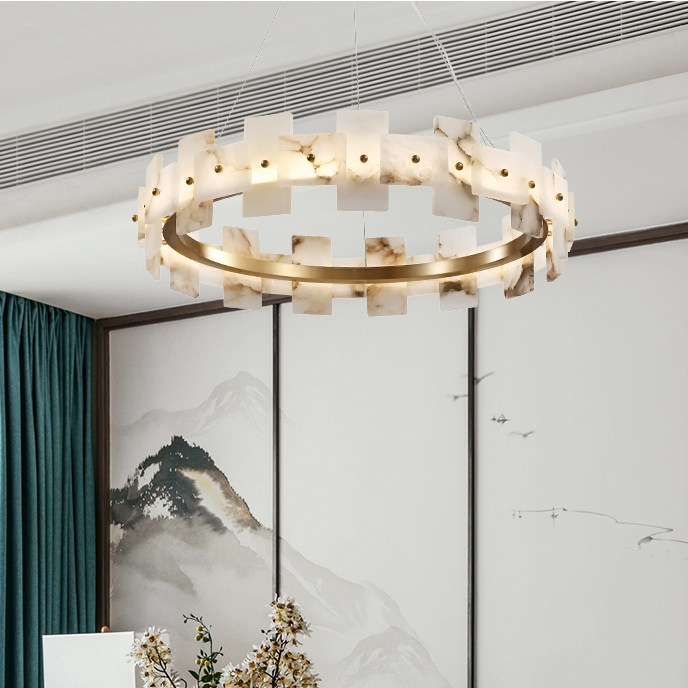 Postmodern full copper cloud stone bronze lamp New Chinese creative home living room dining room Lamp Upscale Light Lavish Personality Chandelia