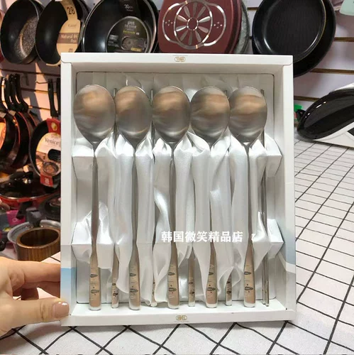 Комплект из нержавеющей стали, импортная посуда, палочки для еды, корейская ложка, Южная Корея, 5 шт