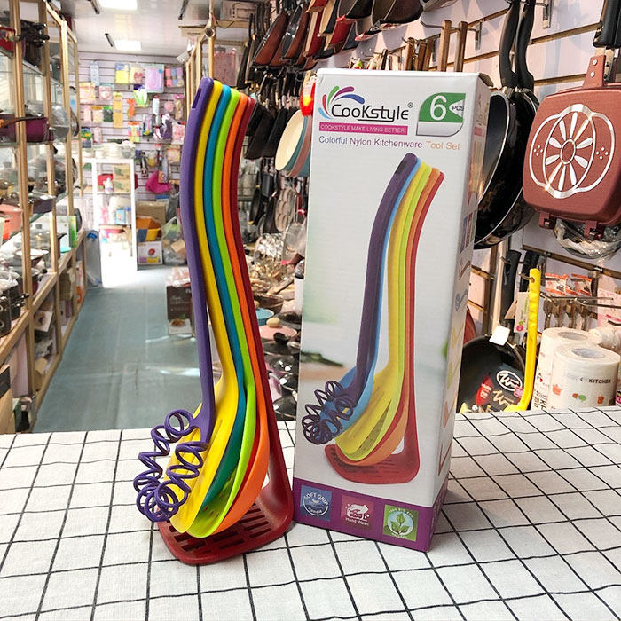 Korean nylon spoon spatula set cookstyle heat-resistant silicone spoon colander spatula 6pcs set 6P