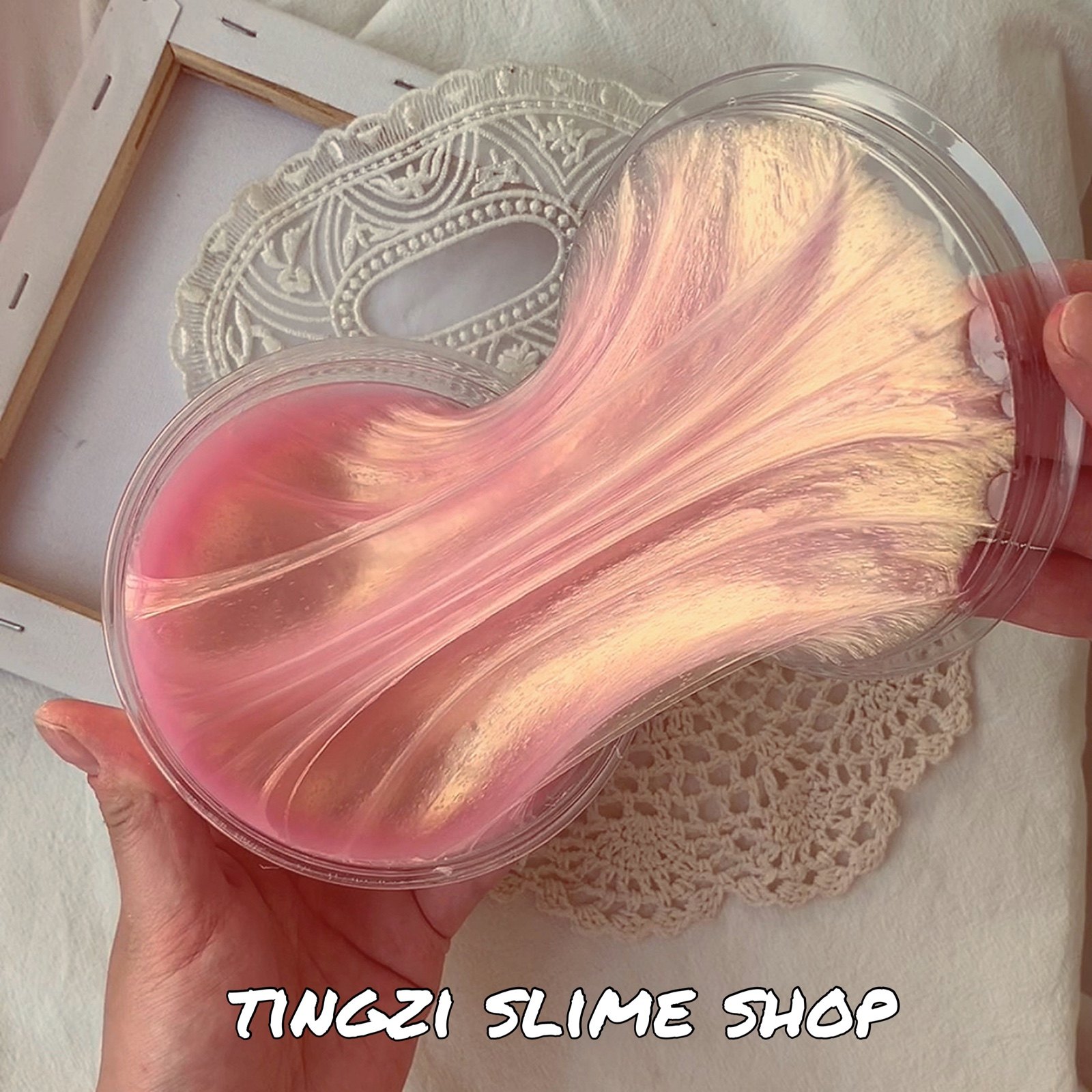 Peach Powder Pink Sea Chen Lizong should be able to play with a large starting bubble gum Slime liquid glass texture