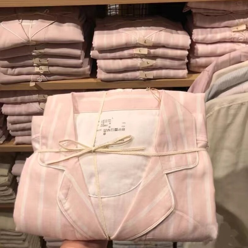 New Style Unprinted Double-Layer Gauze Seamless Pajamas Spring and Summer Style All-Cotton Gauze Breathable Men's and Women's Couple Home Wear Set