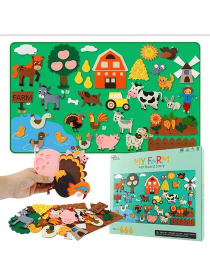 Cross-Border My Farm Animal Cartoon Wall Stickers DIY Three-Dimensional Felt Farm Story Busy Learning Board Wall Decoration