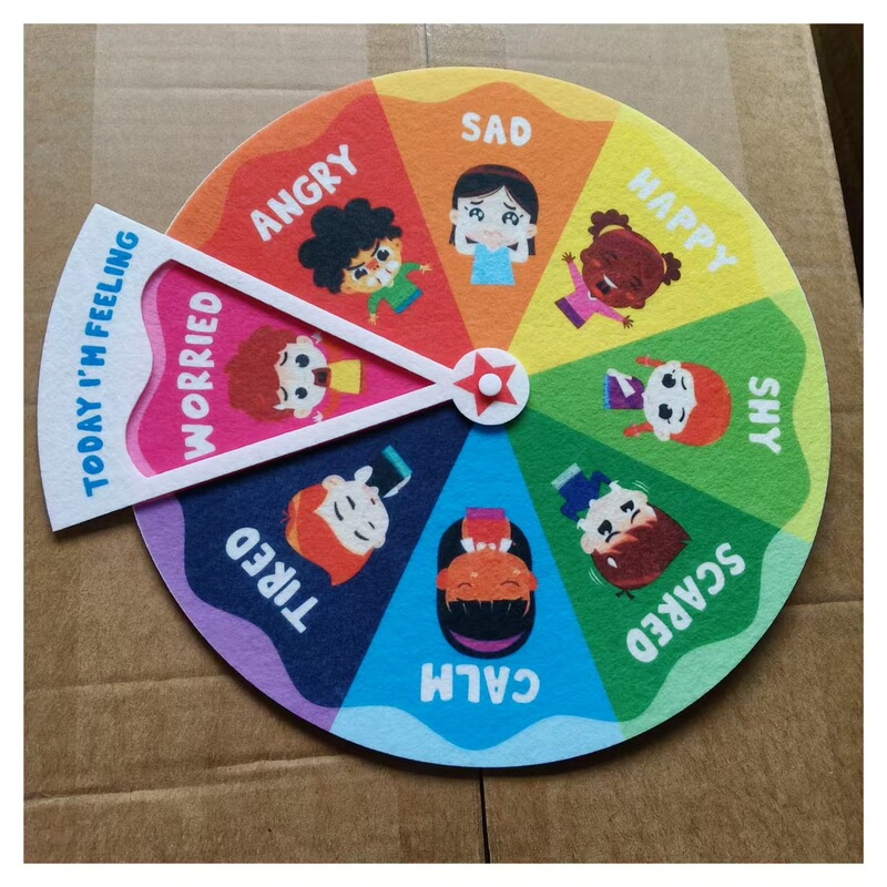 I'M Feeling: Early Childhood Learning English Weather and Weather Patterns Turntable Emotional Cognition Felt Play Teaching Aids