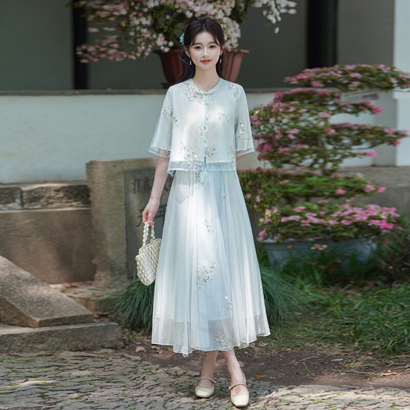 New Chinese-Style Han Elements National Style Embroidered Hanfu Set for Women 2026 Summer Fairy-Like Everyday Tea Dress National Style Petite Size New Chinese-Style Han Elements National Style Embroidered Hanfu Set for Women 2026 Summer Fairy-Like Everyday Tea Dress National Style Petite Size