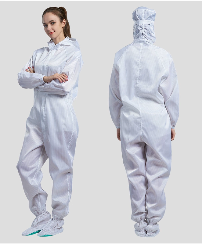 Quần áo sạch chân, quần áo không bám bụi, quần áo bảo hộ lao động chống tĩnh điện 4 mảnh, khử trùng ở nhiệt độ cao, quần áo chống bụi, quần áo vô trùng nhà xưởng bảo hộ phòng sạch áo tính điện