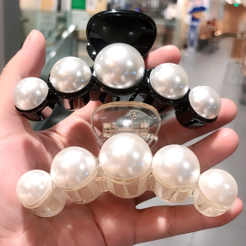 Korean in hair clip French retro large head head head jacket bath pearl grab clip with hair clamp