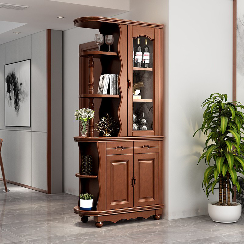 Small apartment type partition cabinet solid wood screen cabinet simple modern hall wine cabinet double-sided entrance hall shoe cabinet living room entrance cabinet