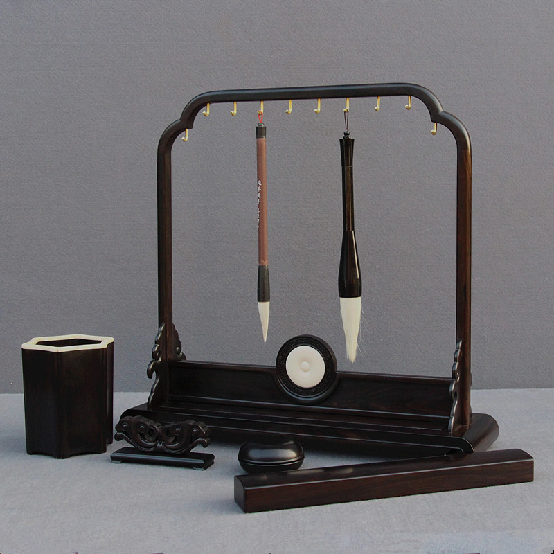 Red Wood Brush Pen Holder Pen Hung Pen Shellac Purple Sandalwood High-end Creative Brush Pen Rack Hung Pen Holder Calligraphy Items-Taobao