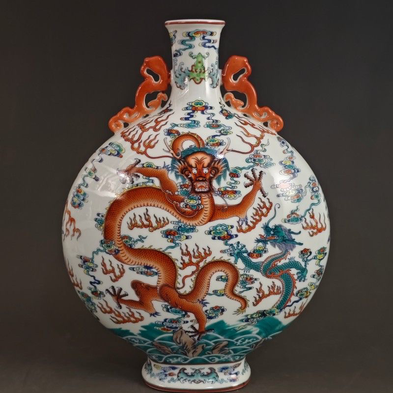 銘品 明代官窯五彩花馬文盤 天啓年製銘 中国古玩古美術