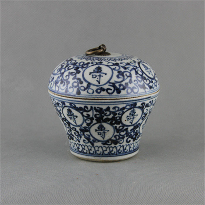 Ming Whole Handmade Green Flowers Sushi Sucalligraphy Bronze Ring Lid Pot Jingde Town Making Old Imitation Ancient Porcelain Old Goods Old Goods Ancient Play Pendulum