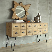 American iron storage collection cabinet loft bucket box retro porch cabinet living room TV cabinet antique solid wood display cabinet