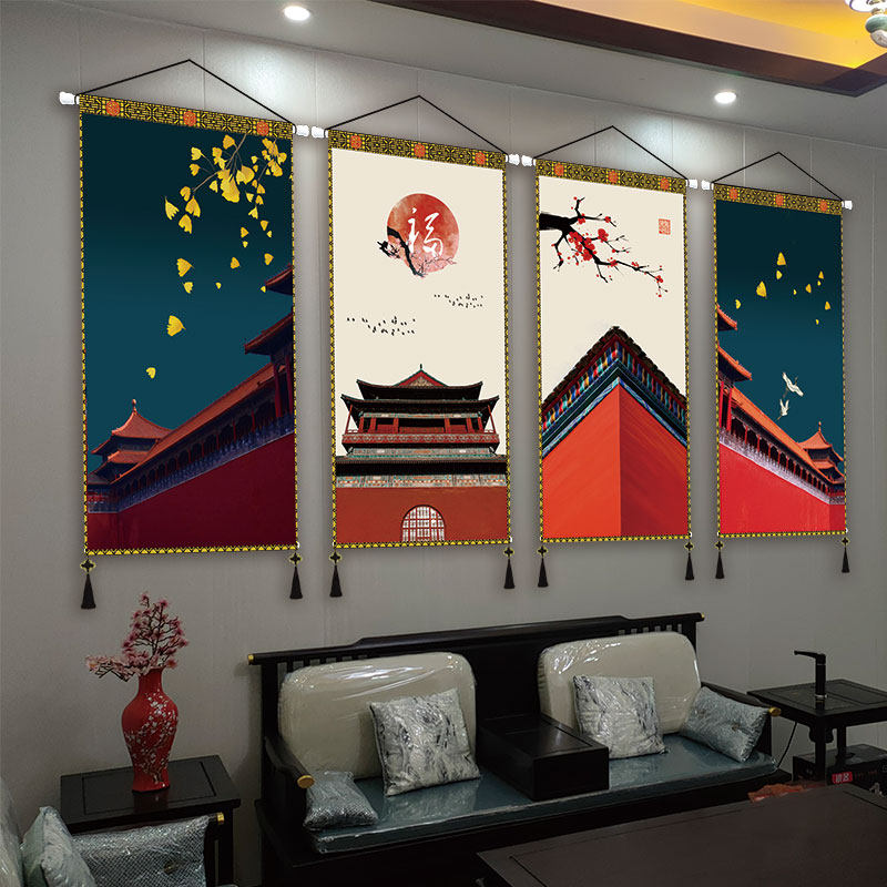 Chinese style Chinese wind retro Forbidden City Red Wall Palace Timbu Art Decoration Painting Living Room Background Hung Painting Wall Corridor Cloth Painting
