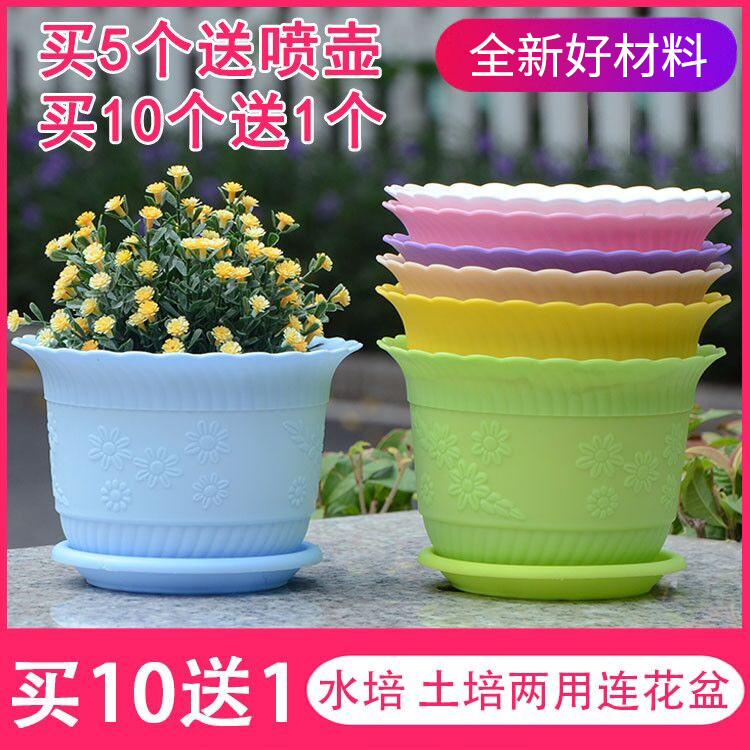 Large flower pot wavy lace lotus bowl lotus bowl lotus-shaped potted green plant plastic delivery tray hydropony