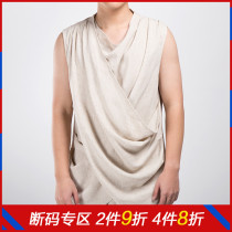 (Broken code) Summer mens cotton and linen Chinese style sleeveless Tang suit Han clothing youth trend retro style