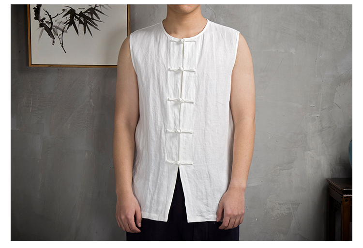 Phong cách trung quốc linen nam vest mùa hè phần mỏng không tay vest nam cotton lỏng lẻo và linen vest ổn định phong cách retro