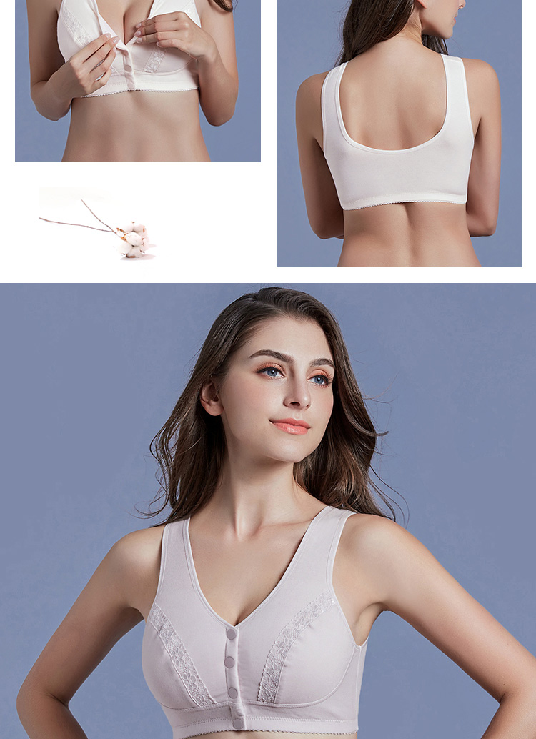 Đồ lót mẹ không có vòng thép áo ngực trung niên khóa trước vest kiểu cotton nữ áo ngực cỡ lớn phổ quát phần mỏng áo ngực không dây