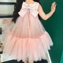 Spanish childrens skirt summer girls princess dress Super fairy dress dress high-end New temperament Pink two dress