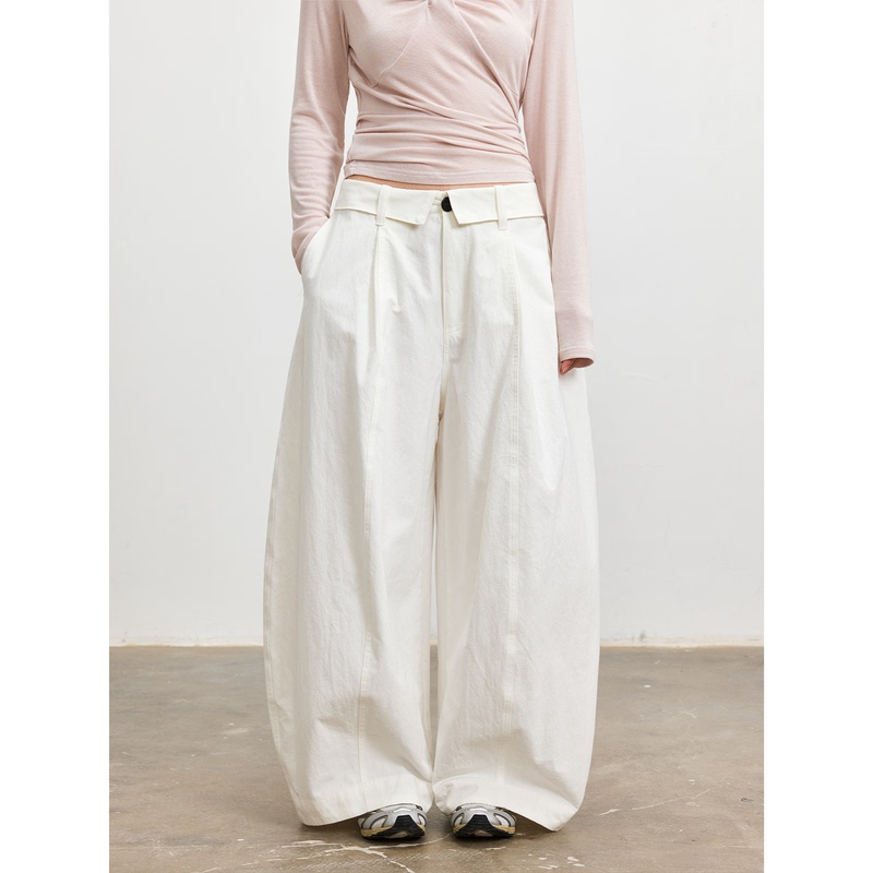 Cokoroom 2026 Autumn Minimalist Style Turn-Waist Three-Dimensional Cut Loose Fit Floor-Length Wide-Leg Pants Cokoroom 2026 Autumn Minimalist Style Turn-Waist Three-Dimensional Cut Loose Fit Floor-Length Wide-Leg Pants