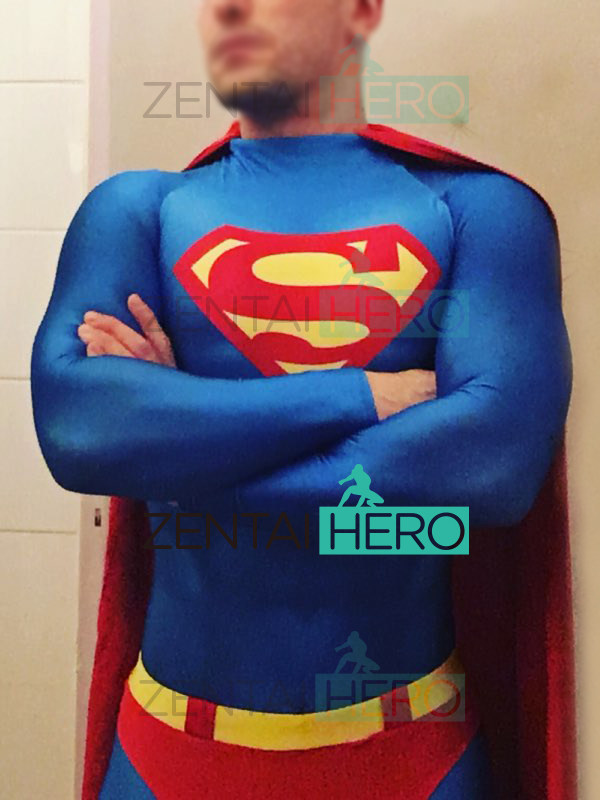 3D printing and dyeing of Flying Hero jumpsuit, tight fitting outfit, cape, Clark cosplay costume, tailored men's suit, DC Comics series COS suit