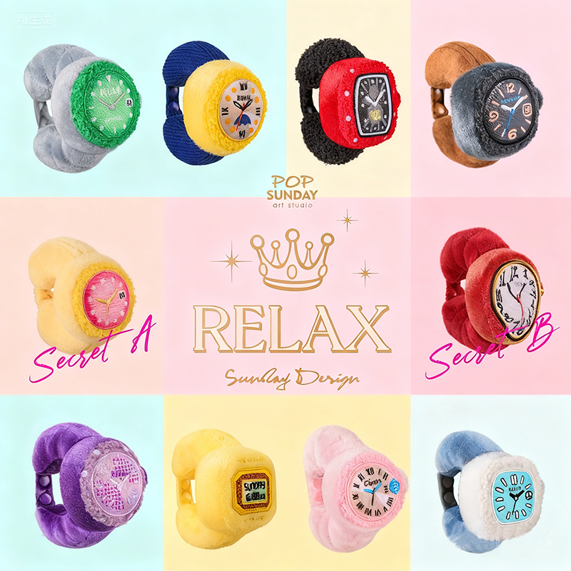 Supermodel Anime Pop Sunday & Relax Watch Blind Box Rolex Plush Pendant Trendy Hand Accessory Gift